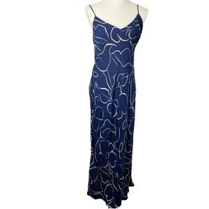 Madewell, Size 10, Navy Blue & White Floral Maxi Slip Dress, Layton, Minimalist
